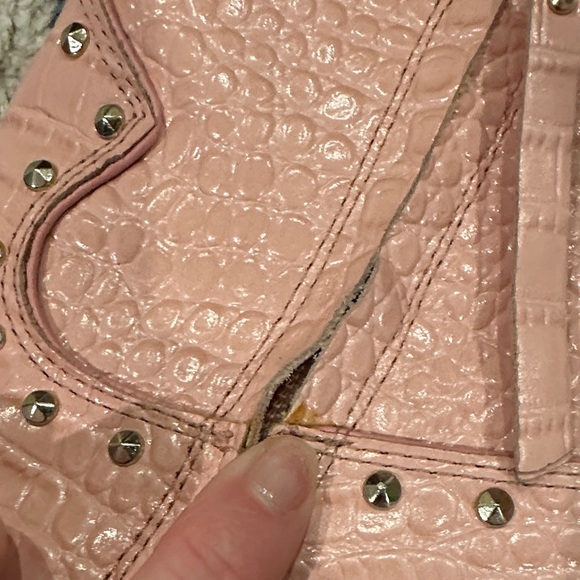 Women’s Iris Pink Croc Leather Western Bootie - Picture 6 of 16